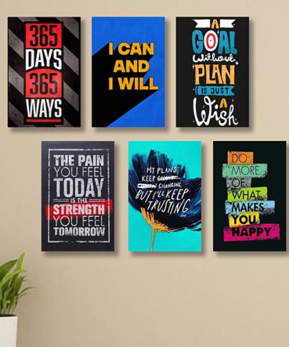 Set Of 6 Motivational Wooden Canvas