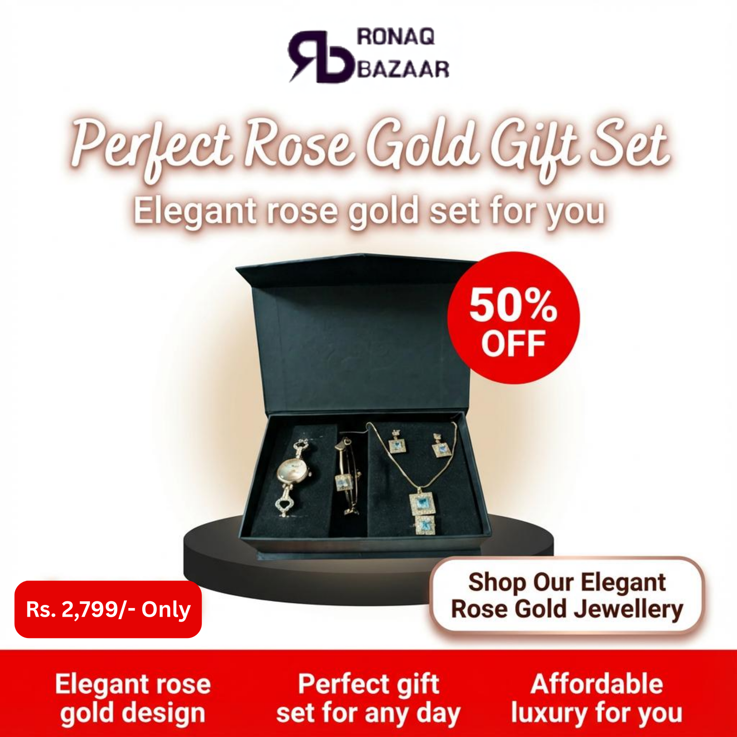 6 PCS Rose Gold Elegant Jewellery Gift Pack