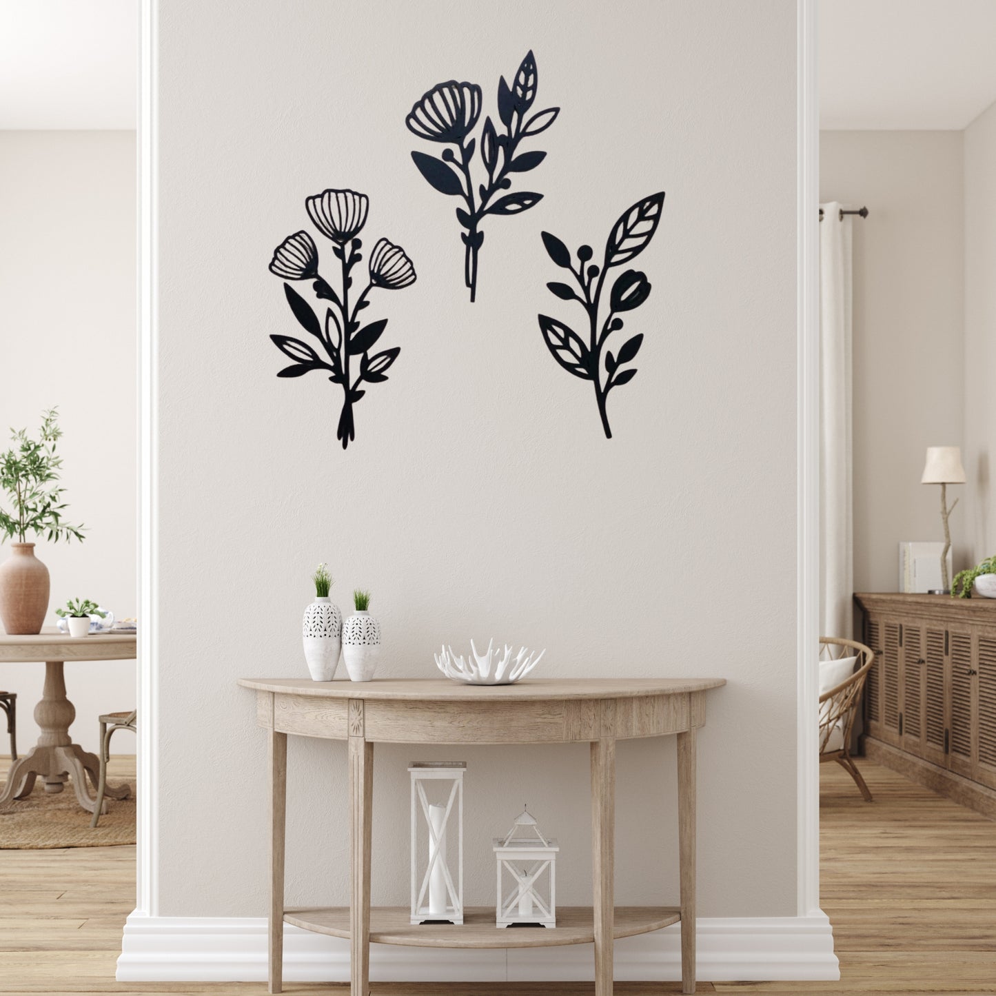3 Piece Floral Abstract Wall Art