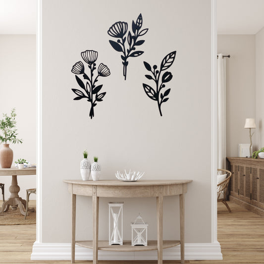 3 Piece Floral Abstract Wall Art