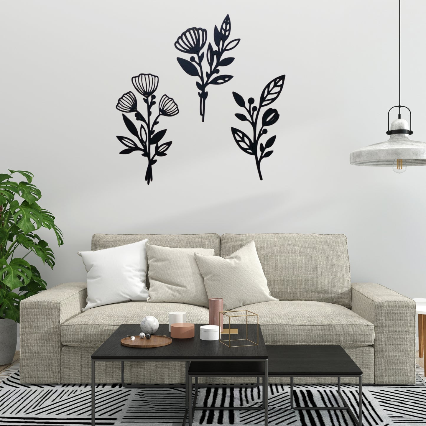 3 Piece Floral Abstract Wall Art