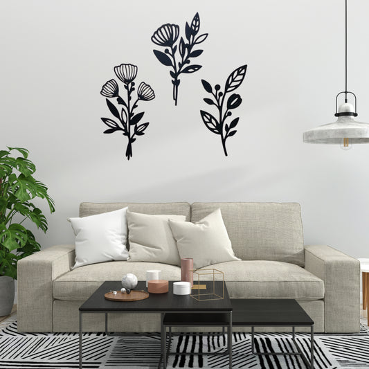 3 Piece Floral Abstract Wall Art