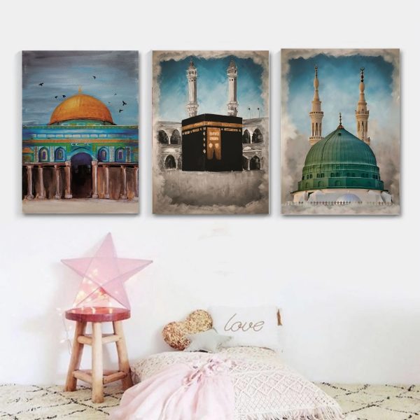 3 Pcs Islamic Holiest Sites Representation