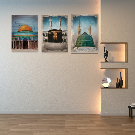 3 Pcs Islamic Holiest Sites Representation
