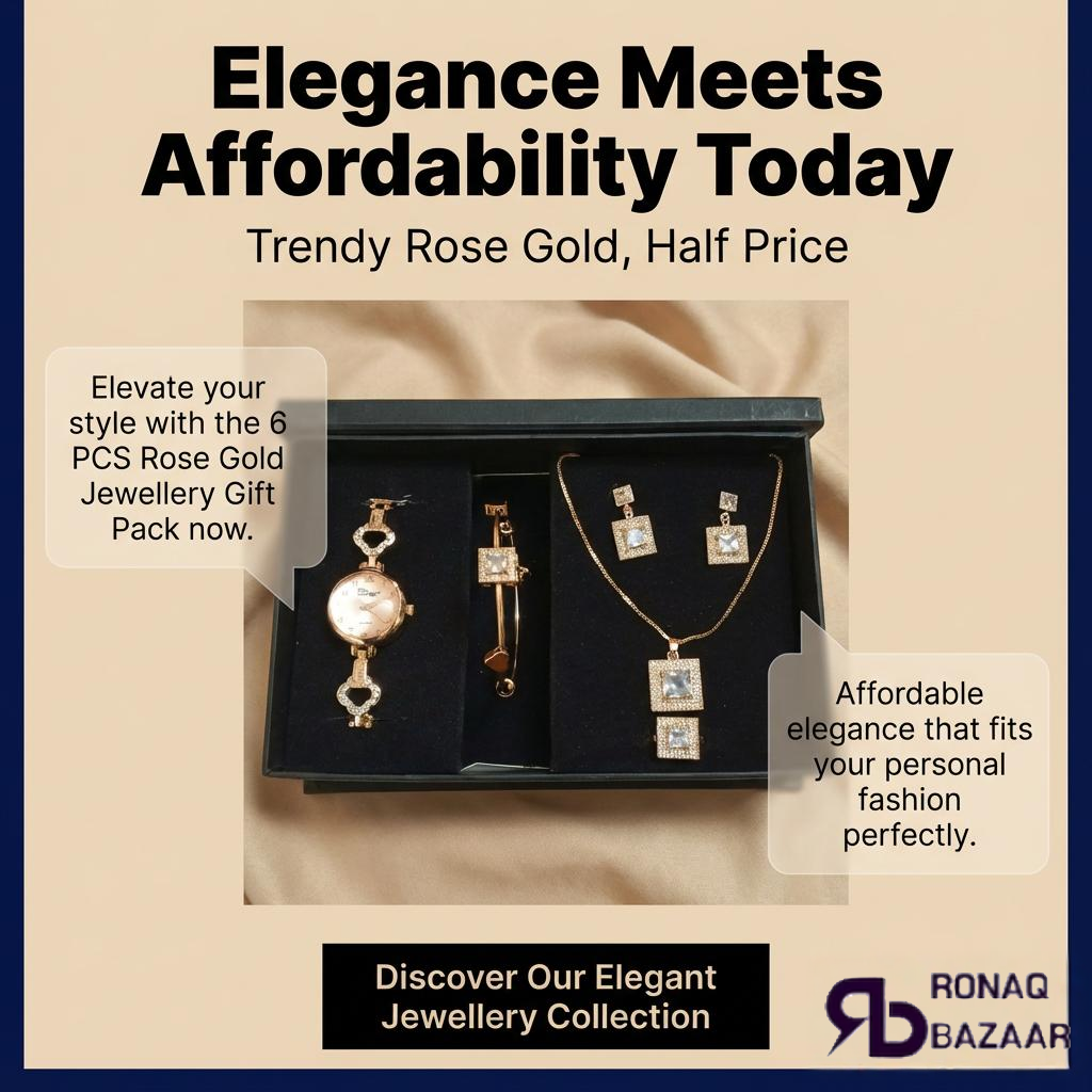 6 PCS Rose Gold Elegant Jewellery Gift Pack